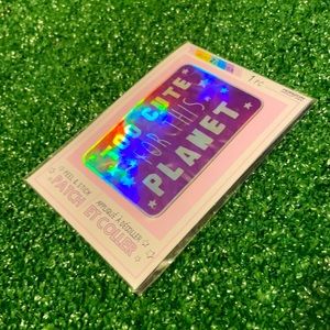 🏷 NO IRON / PEEL & STICK PATCH Rainbow Reflect Too Cute For This Planet w Stars